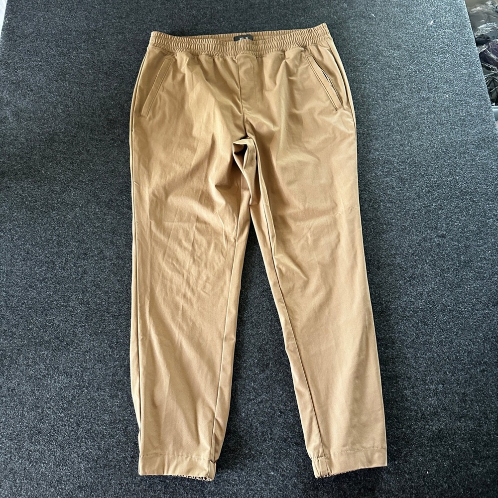 FLX Mens Dynamic Jogger Pants Tan Khaki‎ Elastic Waist Performance Size L